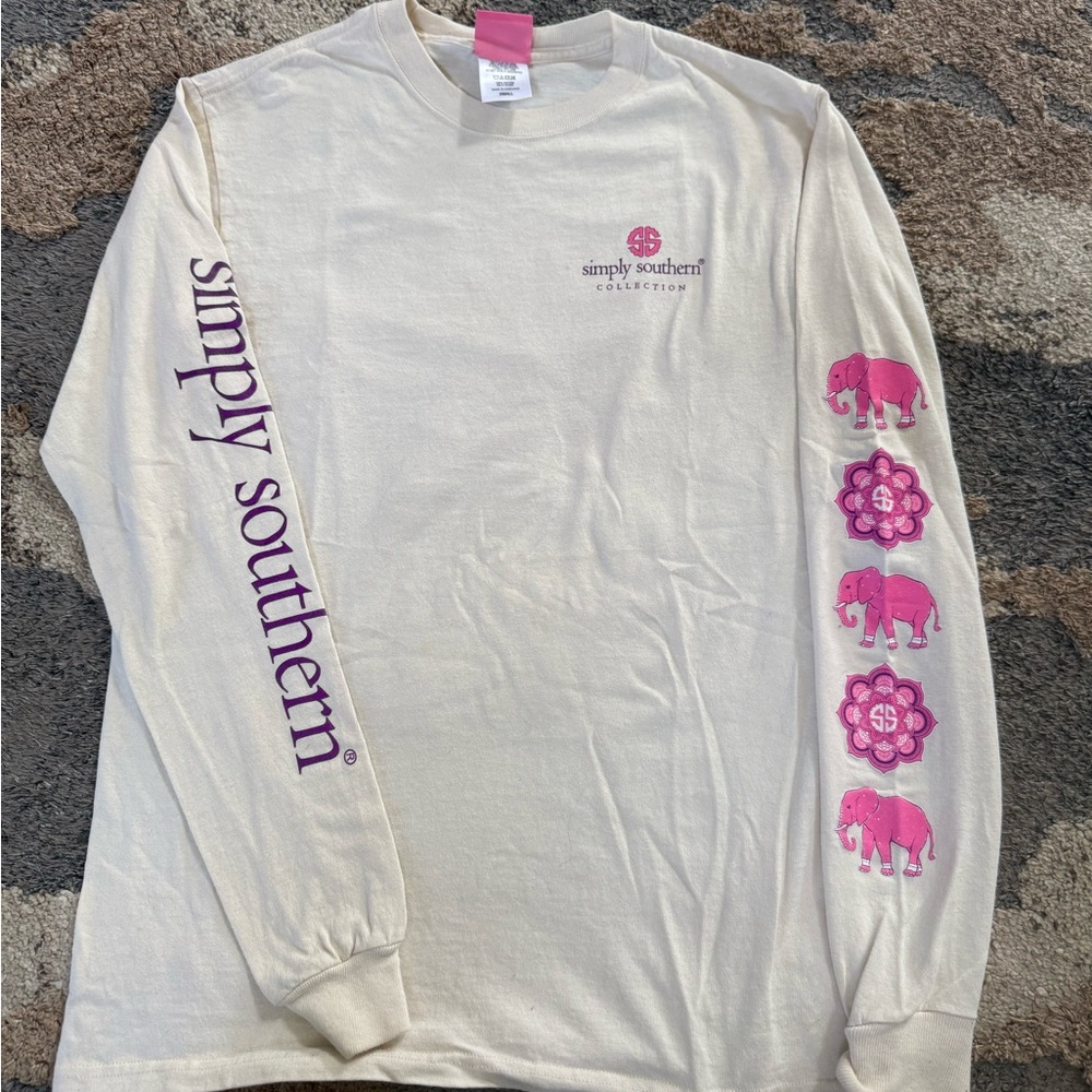 Simply Southern Cream Long Sleeve Tee Shirt Size Small